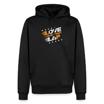 Love for the first lap car race - Men’s Premium Organic Hoodie - black - Front - Nico (187cm)