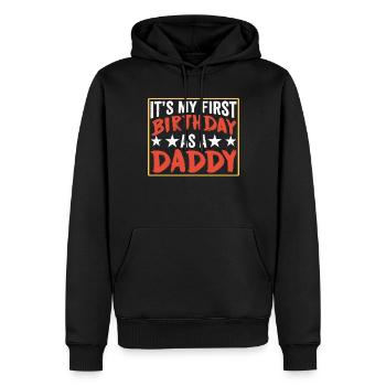 Mon premier anniversaire en tant que papa fête papa papa - Sweat à capuche Premium bio Homme - noir - Devant - Nico (187cm)
