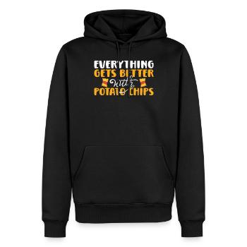 Kartoffelchips Geschenk - Männer Premium Bio Hoodie - Schwarz - Vorne - Nico (187cm)