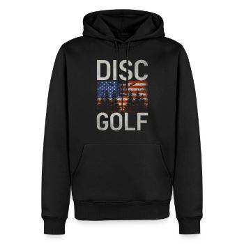 Lustiges Disc Golf & Ultimate Frisbee Spieler - Männer Premium Bio Hoodie - Schwarz - Vorne - Nico (187cm)