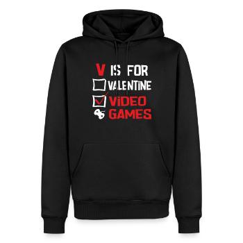 V is for valentine video games - Männer Premium Bio Hoodie - Schwarz - Vorne - Nico (187cm)