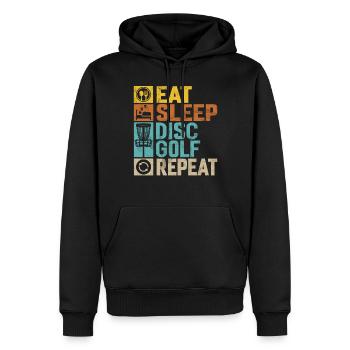 Lustiges Disc Golf & Ultimate Frisbee Spieler - Männer Premium Bio Hoodie - Schwarz - Vorne - Nico (187cm)