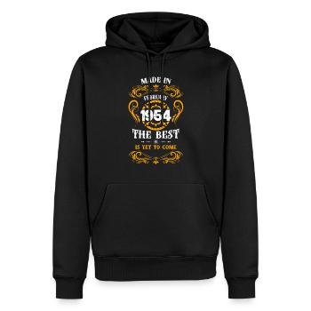 Fabriqué en février 1954 Le meilleur - Sweat à capuche Premium bio Homme - noir - Devant - Nico (187cm)