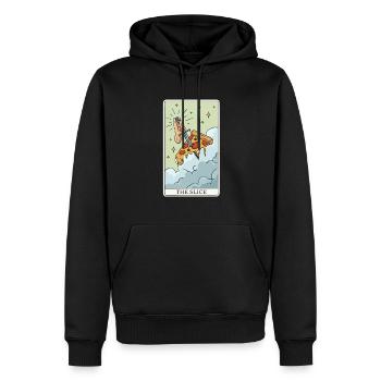 Pizza Tarot Card "The Slice" for a - Men’s Premium Organic Hoodie - black - Front - Nico (187cm)