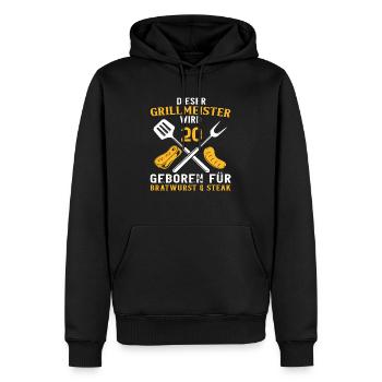 20 Geburtstag Grillen Griller Grill Spruch - Männer Premium Bio Hoodie - Schwarz - Vorne - Nico (187cm)