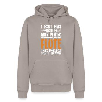 Flöte - Männer Premium Bio Hoodie - Taupe - Vorne - Nico (187cm)