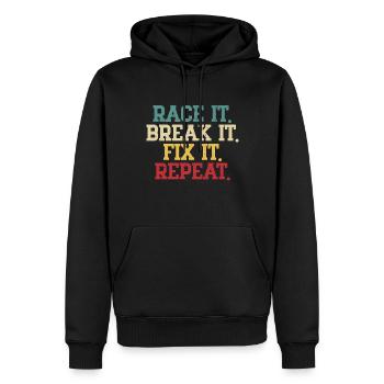 Faire du karting - Sweat à capuche Premium bio Homme - noir - Devant - Nico (187cm)