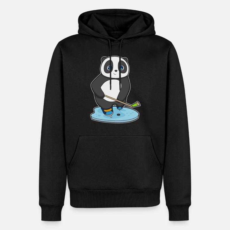 Panda Eishockey Eishockeyschläger - Männer Premium Bio Hoodie - Schwarz