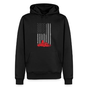 Faire du karting - Sweat à capuche Premium bio Homme - noir - Devant - Nico (187cm)