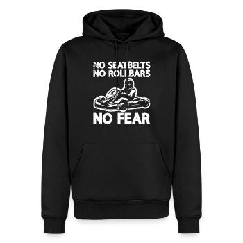 Faire du karting - Sweat à capuche Premium bio Homme - noir - Devant - Nico (187cm)