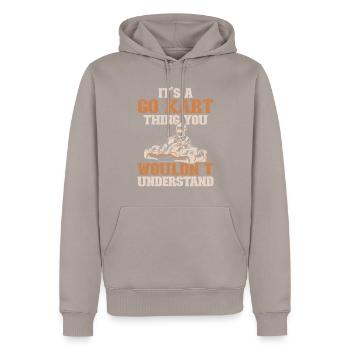 Geh Kart - Männer Premium Bio Hoodie - Taupe - Vorne - Nico (187cm)