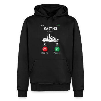 Faire du karting - Sweat à capuche Premium bio Homme - noir - Devant - Nico (187cm)