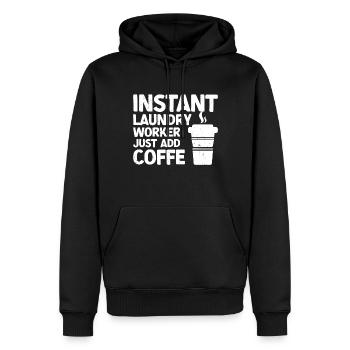 Wash workers - Men’s Premium Organic Hoodie - black - Front - Nico (187cm)
