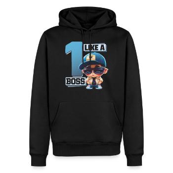 Baby 1. Geburtstag Junge Mädchen Like a Boss - Männer Premium Bio Hoodie - Schwarz - Vorne - Nico (187cm)