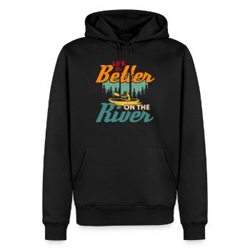La vie est meilleure sur la rivière - Sweat à capuche Premium bio Homme - noir - Devant - Nico (187cm)