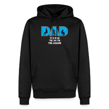 Papa l’homme Le mythe La légende - Sweat à capuche Premium bio Homme - noir - Devant - Nico (187cm)
