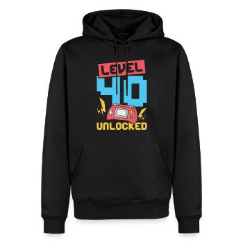 Level 40 unlocked - Männer Premium Bio Hoodie - Schwarz - Vorne - Nico (187cm)