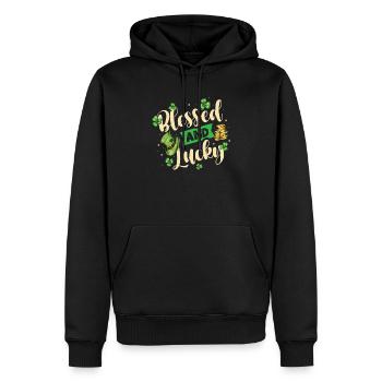 Journée bénie et heureuse des Irlandais - Sweat à capuche Premium bio Homme - noir - Devant - Nico (187cm)