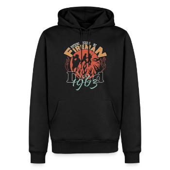 Feuerwehrmann Papa Feuerwehr 1963 - Männer Premium Bio Hoodie - Schwarz - Vorne - Nico (187cm)