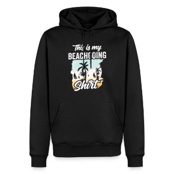 Ceci est ma chemise de plage vacances à la plage - Sweat à capuche Premium bio Homme - noir - Devant - Nico (187cm)