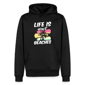 La vie se compose de plages vacances plage plage - Sweat à capuche Premium bio Homme - noir - Devant - Nico (187cm)