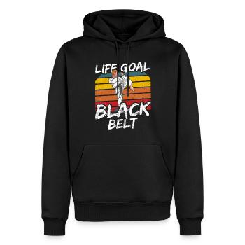 Lebensziel: Schwarzer Gürtel Schwarzgurt MMA Gur - Männer Premium Bio Hoodie - Schwarz - Vorne - Nico (187cm)