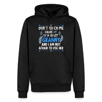 J’ai une petite-fille-petite-mère folle - Sweat à capuche Premium bio Homme - noir - Devant - Nico (187cm)