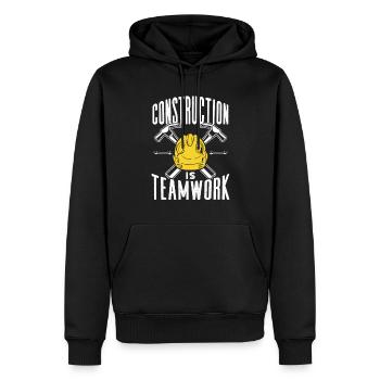 Le travail de construction est un travail d’équipe Chantier de construction Travail d’équipe Construction - Sweat à capuche Premium bio Homme - noir - Devant - Nico (187cm)