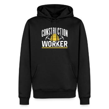 Travailleurs de la construction Travail d’équipe Construction de chantier - Sweat à capuche Premium bio Homme - noir - Devant - Nico (187cm)
