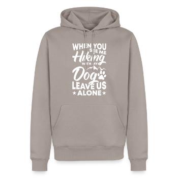 Si vous me promenez avec mon chien - Sweat à capuche Premium bio Homme - taupe - Devant - Nico (187cm)