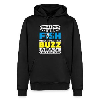 Here Fishy Fishy Design - Men’s Premium Organic Hoodie - black - Front - Nico (187cm)