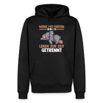 Meine Motivation und ich leben zur Zeit getrennt - Männer Premium Bio Hoodie - Schwarz - Vorne - Nico (187cm)