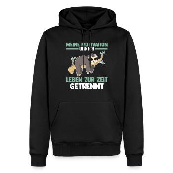 Meine Motivation und ich leben zur Zeit getrennt F - Männer Premium Bio Hoodie - Schwarz - Vorne - Nico (187cm)