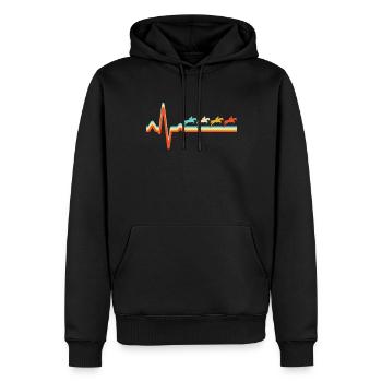 Pferd Retro Herzschlag - Männer Premium Bio Hoodie - Schwarz - Vorne - Nico (187cm)