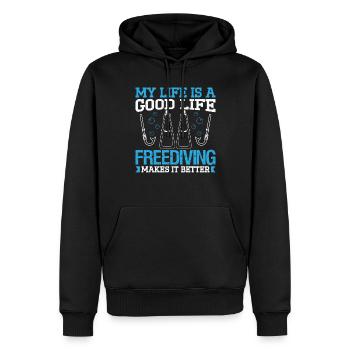 Freediving My Life Is A Good Life Freediver Diving - Men’s Premium Organic Hoodie - black - Front - Nico (187cm)