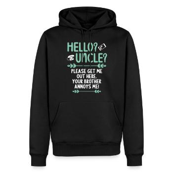 Hallo Onkel Bitte Hol Mich Hier Raus - Männer Premium Bio Hoodie - Schwarz - Vorne - Nico (187cm)