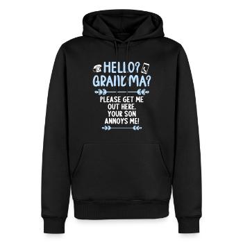 Bonjour grand-mère s’il vous plaît sortez-moi d’ici - Sweat à capuche Premium bio Homme - noir - Devant - Nico (187cm)