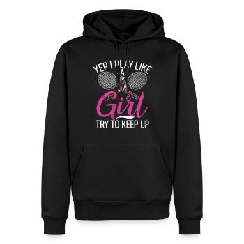 Badminton Lustiger Spruch Herren Badminton Design - Männer Premium Bio Hoodie - Schwarz - Vorne - Nico (187cm)
