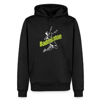 Badminton - Männer Premium Bio Hoodie - Schwarz - Vorne - Nico (187cm)