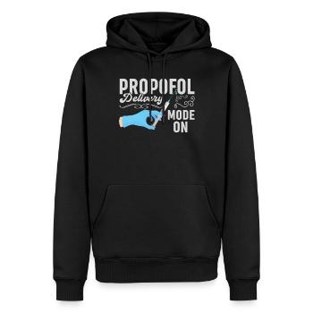 Infirmière en anesthésie - Anesthésie amusante - Sweat à capuche Premium bio Homme - noir - Devant - Nico (187cm)