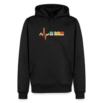 Fotografie Retro Herzschlag - Männer Premium Bio Hoodie - Schwarz - Vorne - Nico (187cm)