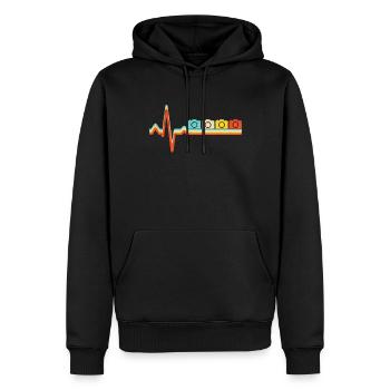Fotografie Retro Herzschlag - Männer Premium Bio Hoodie - Schwarz - Vorne - Nico (187cm)