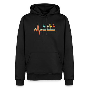 Flamingo Retro Herzschlag - Männer Premium Bio Hoodie - Schwarz - Vorne - Nico (187cm)