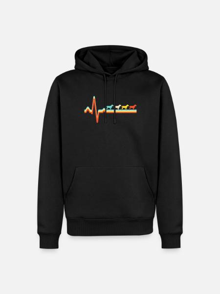 Dog Retro Heartbeat - Men’s Premium Organic Hoodie - black