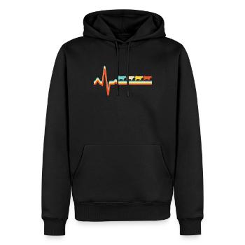 Stier Retro Herzschlag - Männer Premium Bio Hoodie - Schwarz - Vorne - Nico (187cm)