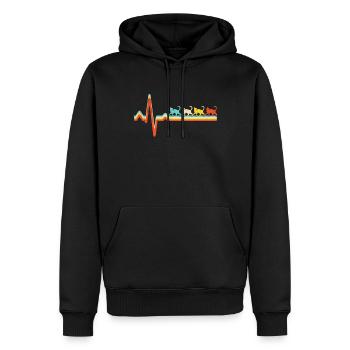 Katze Retro Herzschlag - Männer Premium Bio Hoodie - Schwarz - Vorne - Nico (187cm)