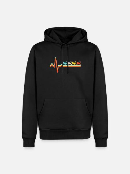 Cat Retro Heartbeat - Men’s Premium Organic Hoodie - black