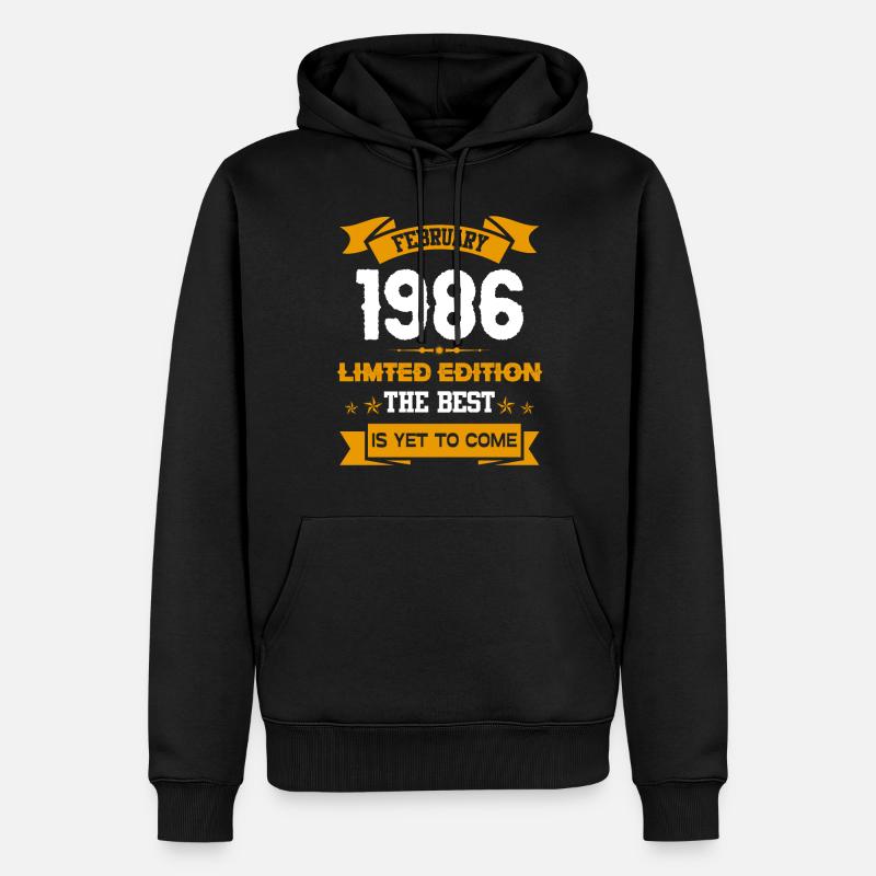 Février 1986 Cadeau d’anniversaire - Sweat à capuche Premium bio Homme - noir