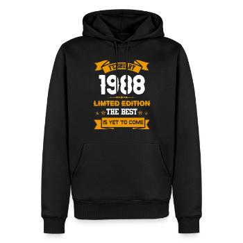 Février 1988 Cadeau d’anniversaire - Sweat à capuche Premium bio Homme - noir - Devant - Nico (187cm)