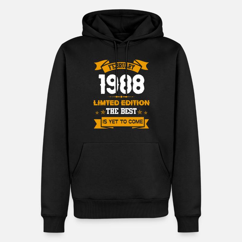 Février 1988 Cadeau d’anniversaire - Sweat à capuche Premium bio Homme - noir
